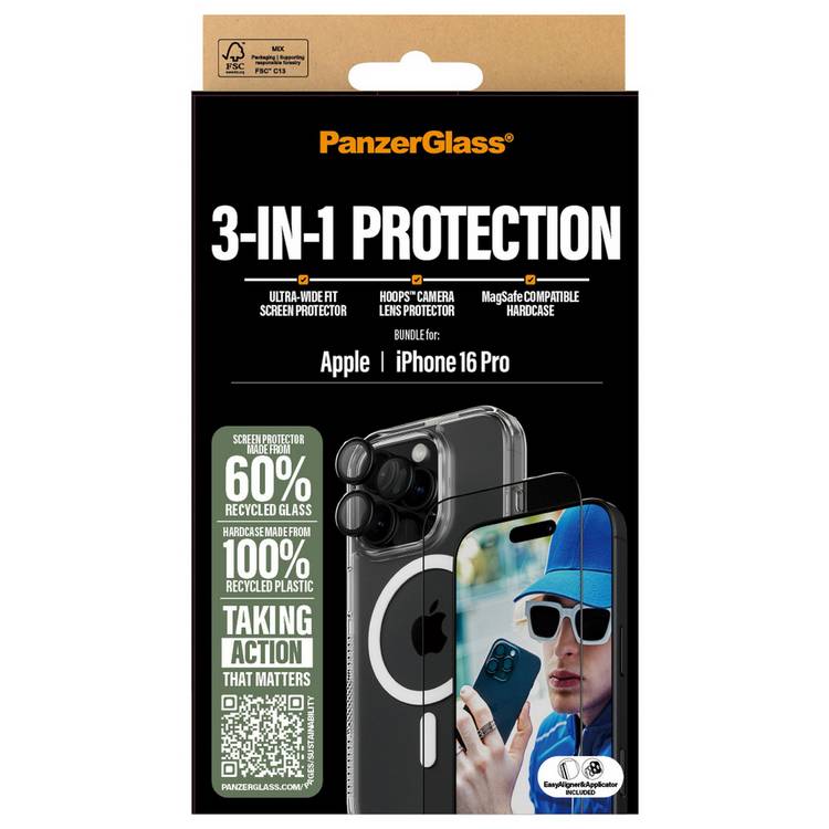PanzerGlass 3-in-1 iPhone 16 Pro bundle (British brand)