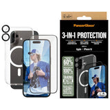 PanzerGlass iPhone 16 3-in-1 protection bundle, imported from the UK