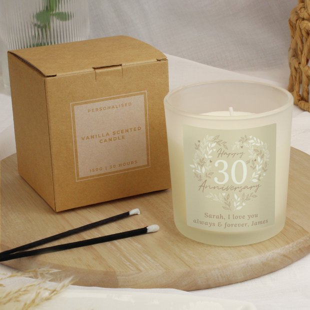 Personalised 30th Anniversary Candle vanilla 7cm (British brand)