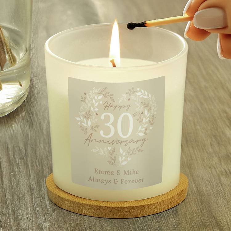 Personalised 30th Anniversary Candle vanilla 7cm (British brand)