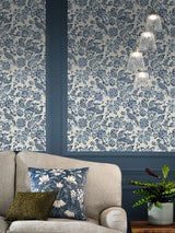 Next Laura Ashley Dark Seaspray Blue Adain Palace Wallpaper Sample A4- Buy online at McGrocer