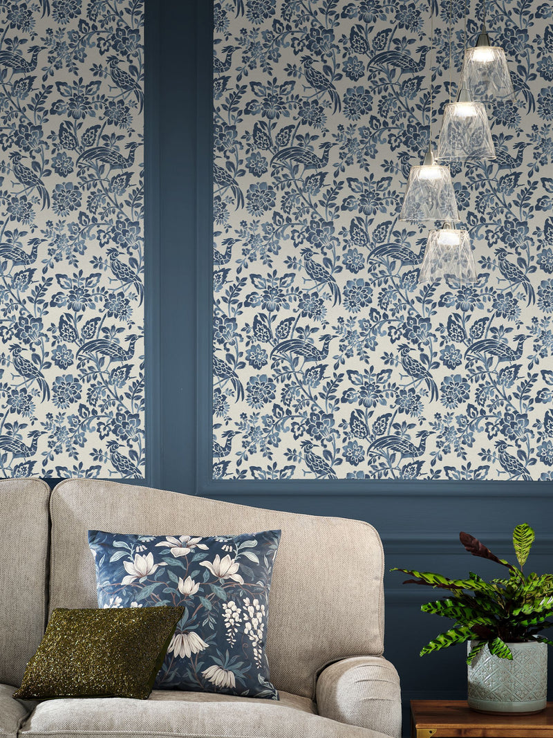 Laura Ashley wallpaper sample Dark Seaspray Blue Adain Palace A4 - British product