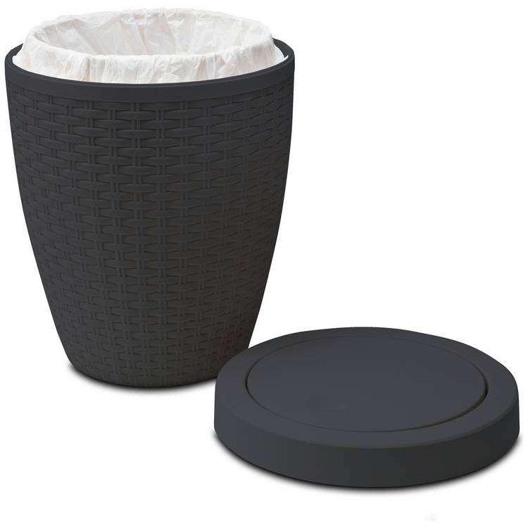 Addis Rattan Bathroom Bin Charcoal 5L - British product