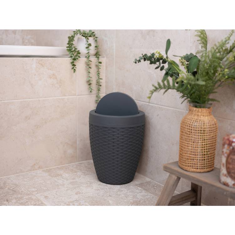Addis Rattan Bathroom Bin Charcoal 5L - British product