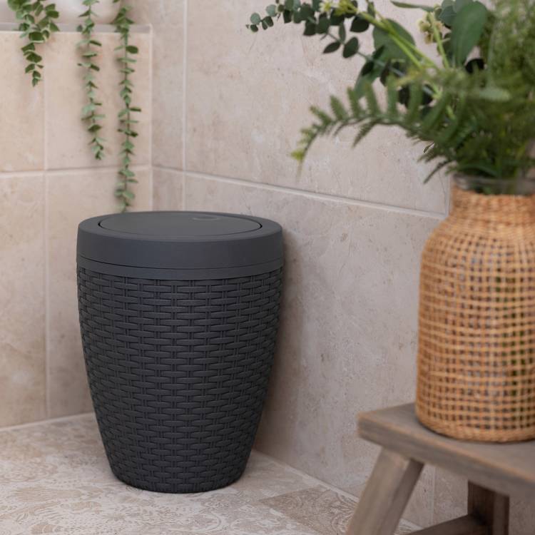 Addis Rattan Bathroom Bin Charcoal 5L - British product