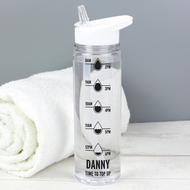 Black personalised hydration tracker water bottle 750ml, UK version