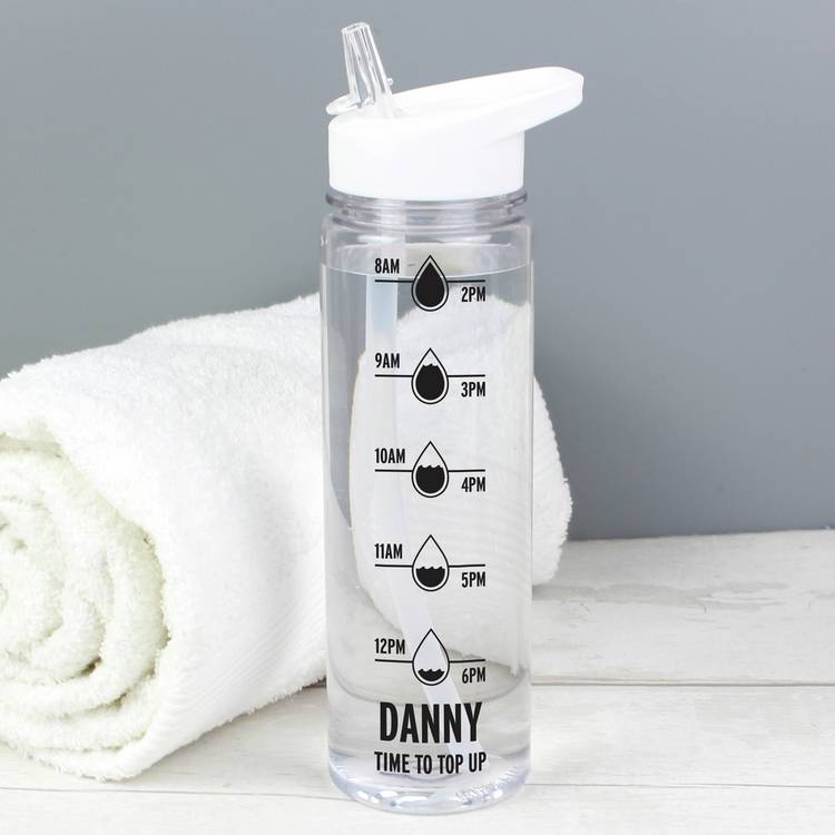 Black personalised hydration tracker water bottle 750ml, UK version