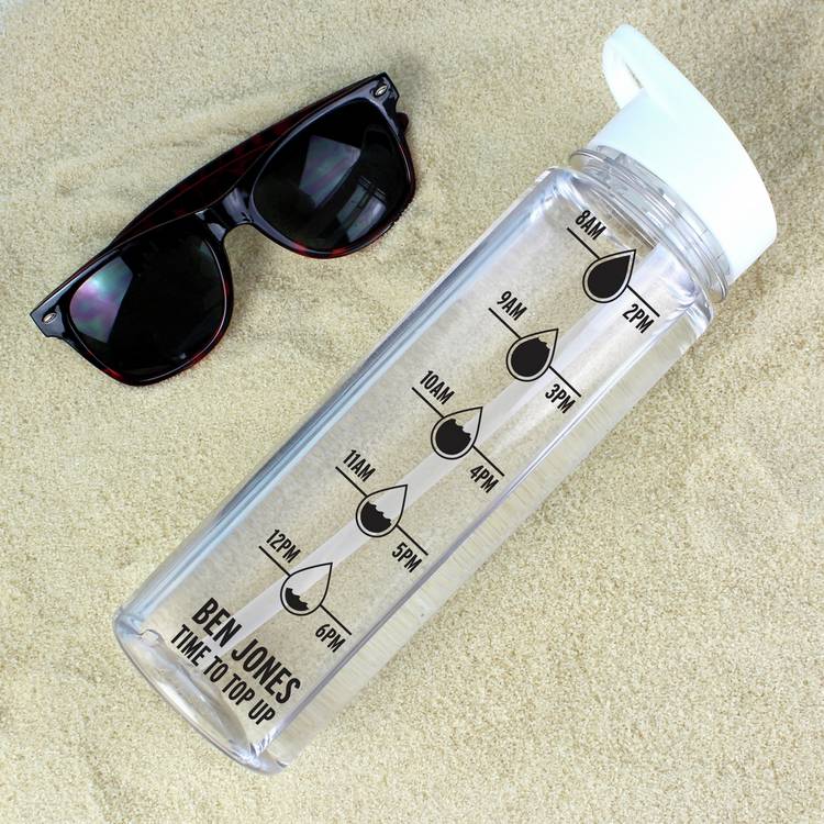 Black personalised hydration tracker water bottle 750ml, UK version