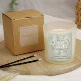 Personalised silver anniversary candle vanilla 7cm - British product