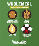 Warburtons medium sliced wholemeal bread 400g (British brand)