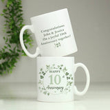 Personalised botanical anniversary mug ceramic 312ml - British product
