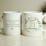 Personalised botanical anniversary mug ceramic 312ml - British product