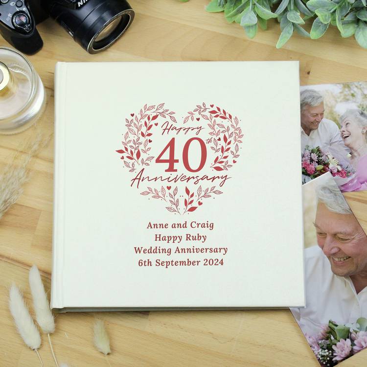 Personalised 40th wedding anniversary photo album 22.5cm - British product