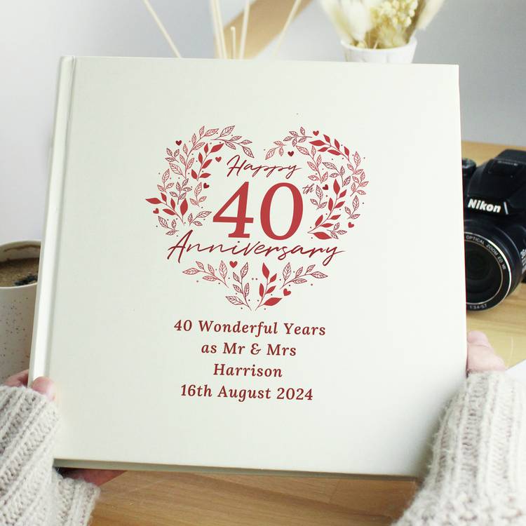 Personalised 40th wedding anniversary photo album 22.5cm - British product