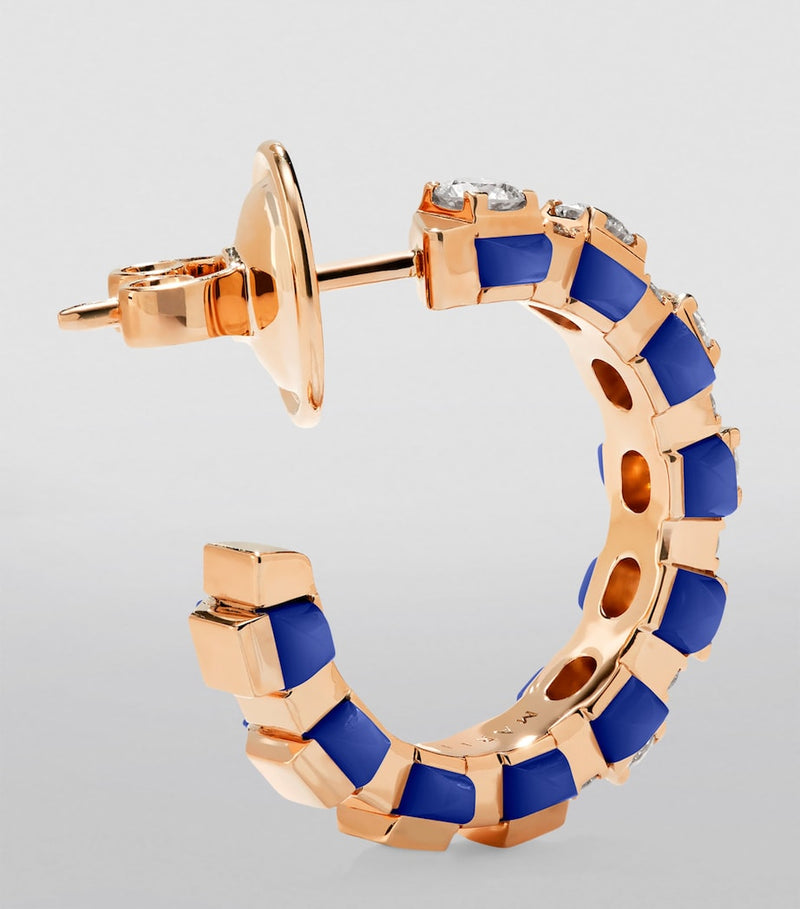 MARLI New York rose gold hoop earrings lapis lazuli diamonds - British product