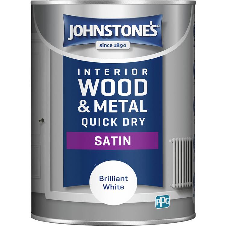 Johnstone's satin paint Brilliant White 1.25L (British brand)