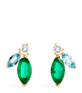 Harrods Emily P. Wheeler Mini Yellow Gold Diamond Emerald and Topaz Pollack Earrings- Buy online at McGrocer