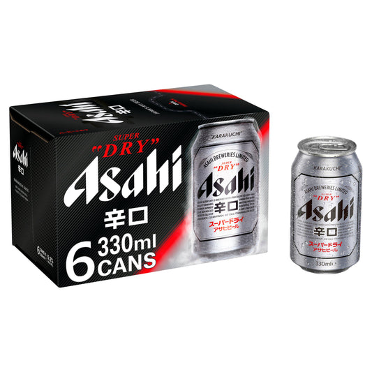 Asahi Super Dry Beer Lager Cans 6x330ml