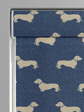 Emily Bond Indigo Blue dachshund Roman blind, UK version