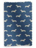 Emily Bond Indigo Blue dachshund Roman blind, UK version