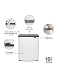 Brabantia White Bo Touch Double 30L bin British product