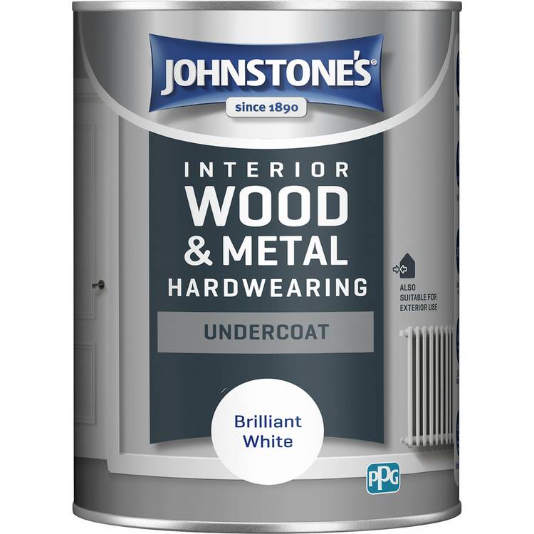 Johnstone's undercoat paint Brilliant White 1.25L, imported from the UK