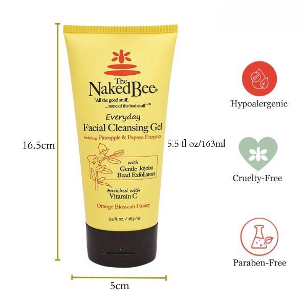 The Naked Bee facial cleansing gel orange blossom honey 162ml, imported from the UK