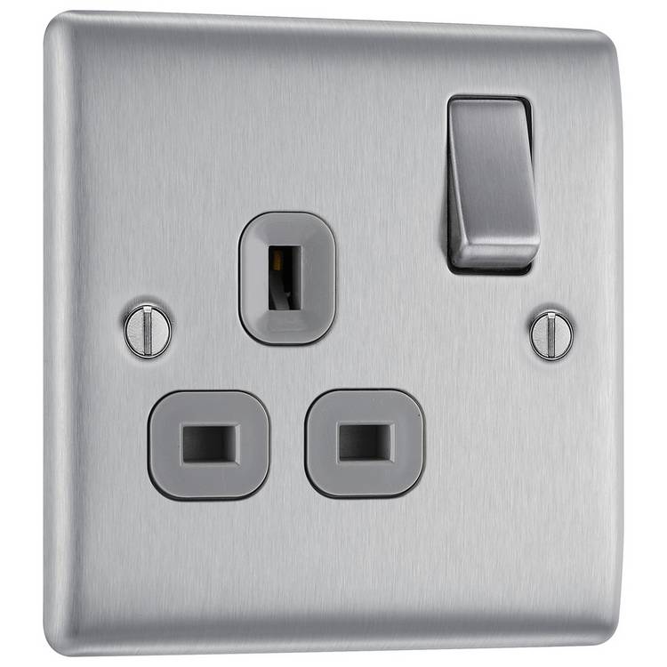 BG switched socket brushed stainless steel (British brand)