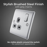 BG switched socket brushed stainless steel (British brand)