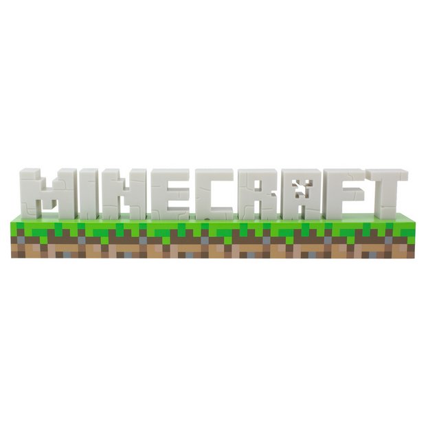 Minecraft logo LED night light green plastic base, imported from the UK