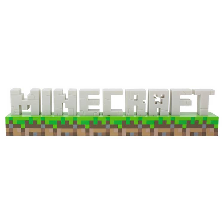 Minecraft logo LED night light green plastic base, imported from the UK