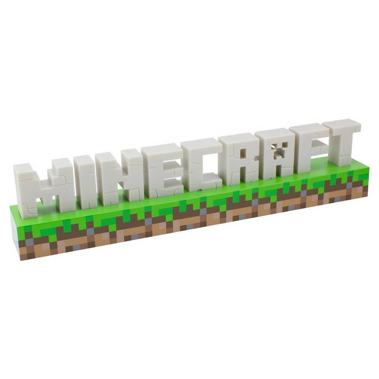 Minecraft logo LED night light green plastic base, imported from the UK