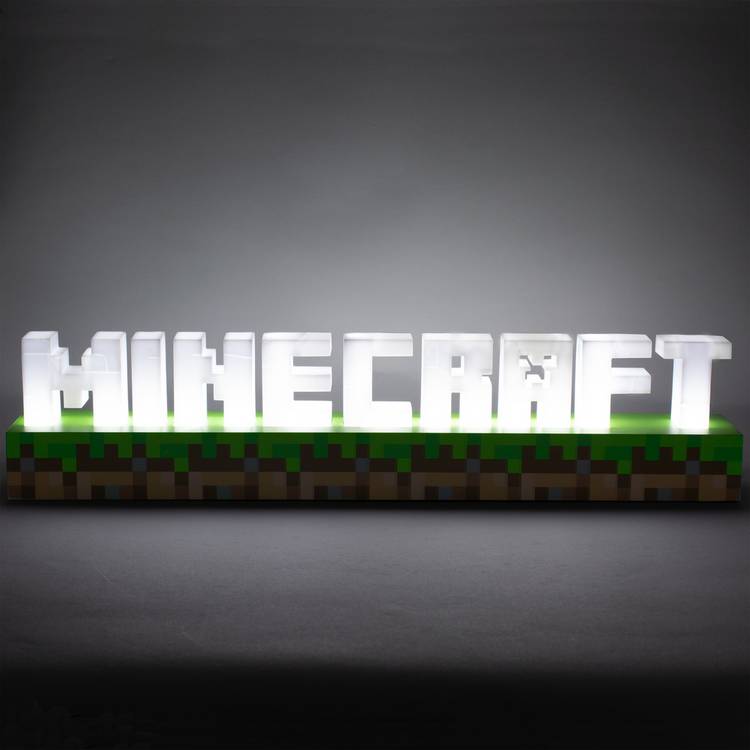 Minecraft logo LED night light green plastic base, imported from the UK