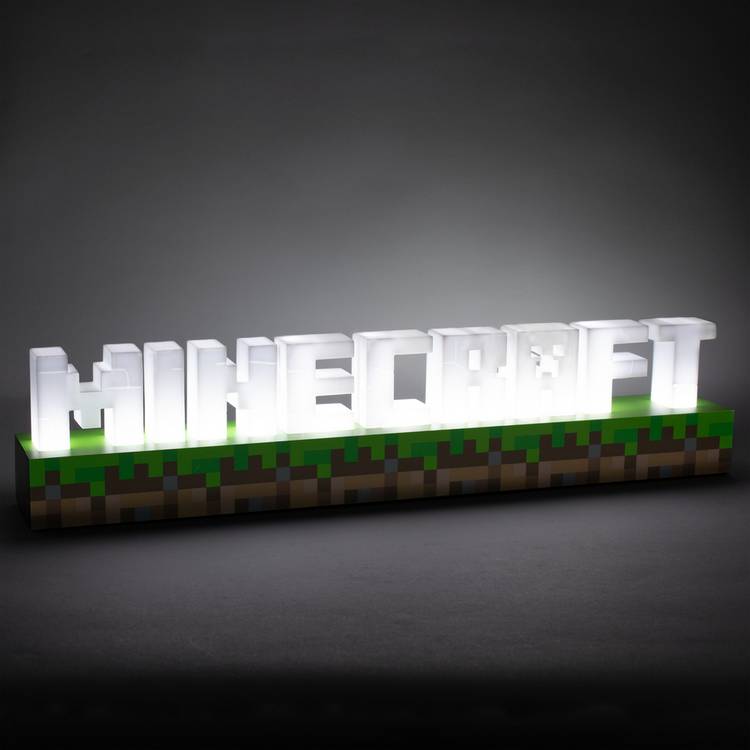 Minecraft logo LED night light green plastic base, imported from the UK