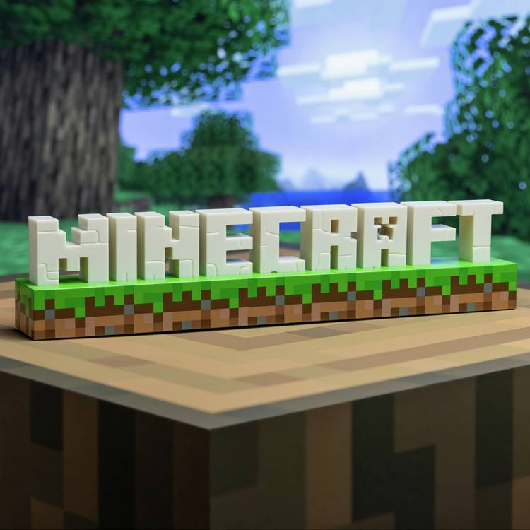 Minecraft logo LED night light green plastic base, imported from the UK