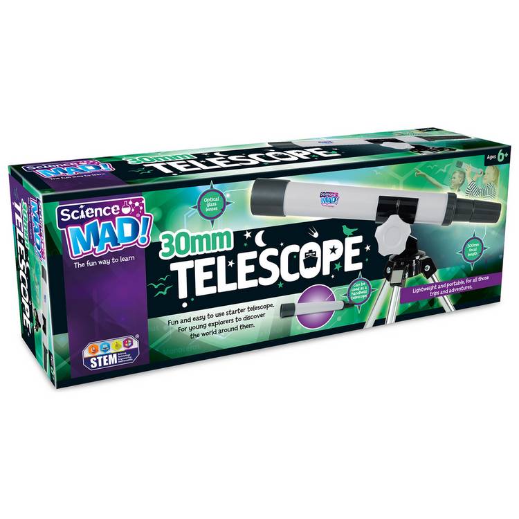 Science Mad 30mm telescope with tripod, imported from the UK