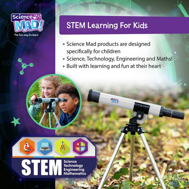 Science Mad 30mm telescope with tripod, imported from the UK