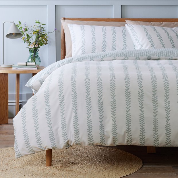Argos Home bedding set leaf stripe green single (British brand)