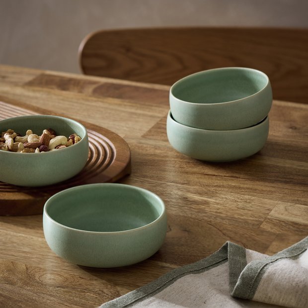 Habitat stoneware nibble bowls set of 3 green (British brand)