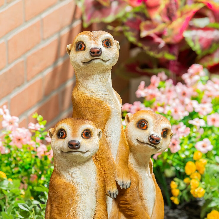 Evergreen hand-painted resin meerkat statue, imported from the UK
