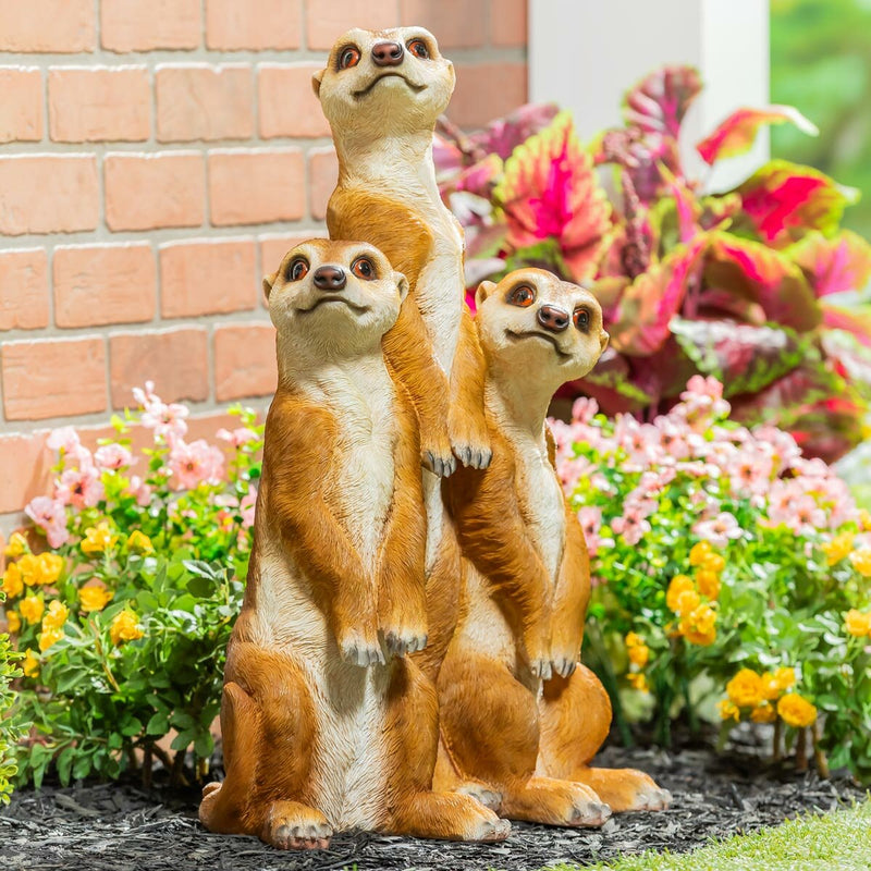 Evergreen hand-painted resin meerkat statue, imported from the UK