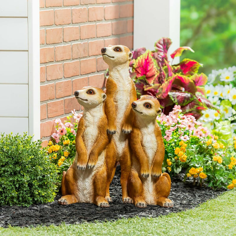 Evergreen hand-painted resin meerkat statue, imported from the UK