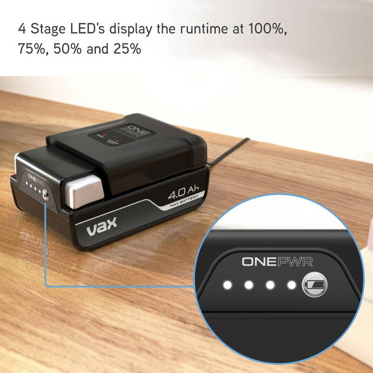 Vax ONEPWR 4.0Ah Max Battery with LED indicator, UK version