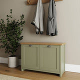 GFW Lancaster shoe storage cabinet green oak, UK version