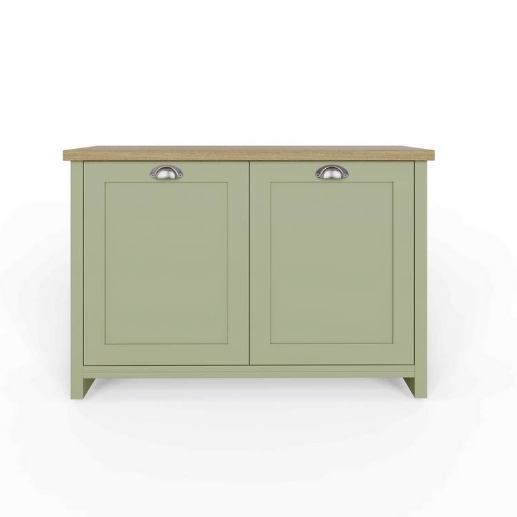 GFW Lancaster shoe storage cabinet green oak, UK version