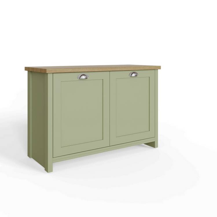 GFW Lancaster shoe storage cabinet green oak, UK version