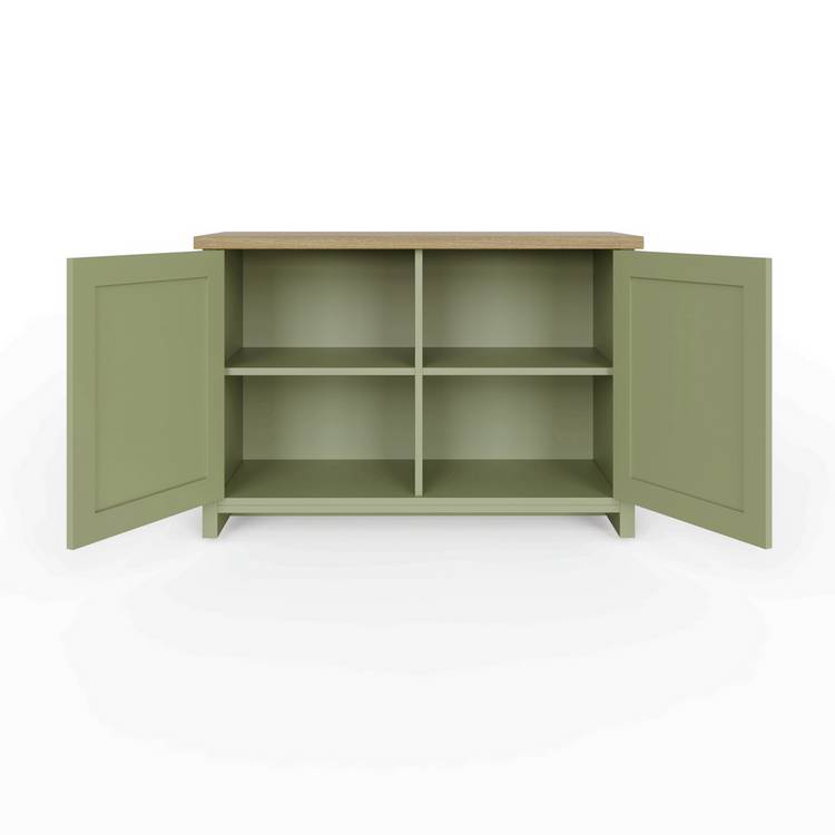 GFW Lancaster shoe storage cabinet green oak, UK version