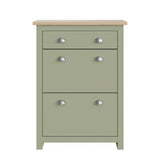 GFW Lancaster shoe storage cabinet green and oak, UK version