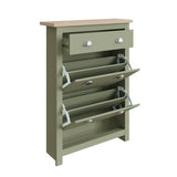 GFW Lancaster shoe storage cabinet green and oak, UK version