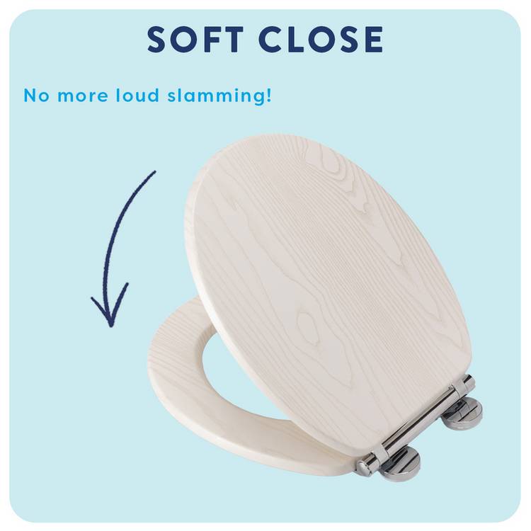 Croydex moulded wood toilet seat white oak effect, UK version